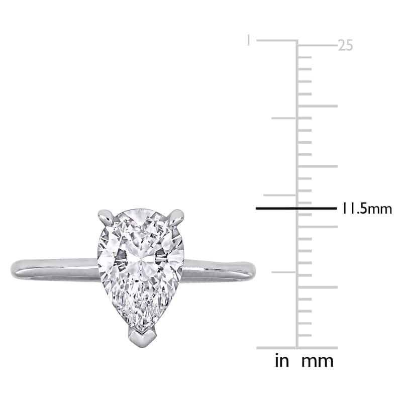 Miadora 2ct TDW Pear Shape Certified Diamond Solitaire Engagement Ring in 14k White Gold