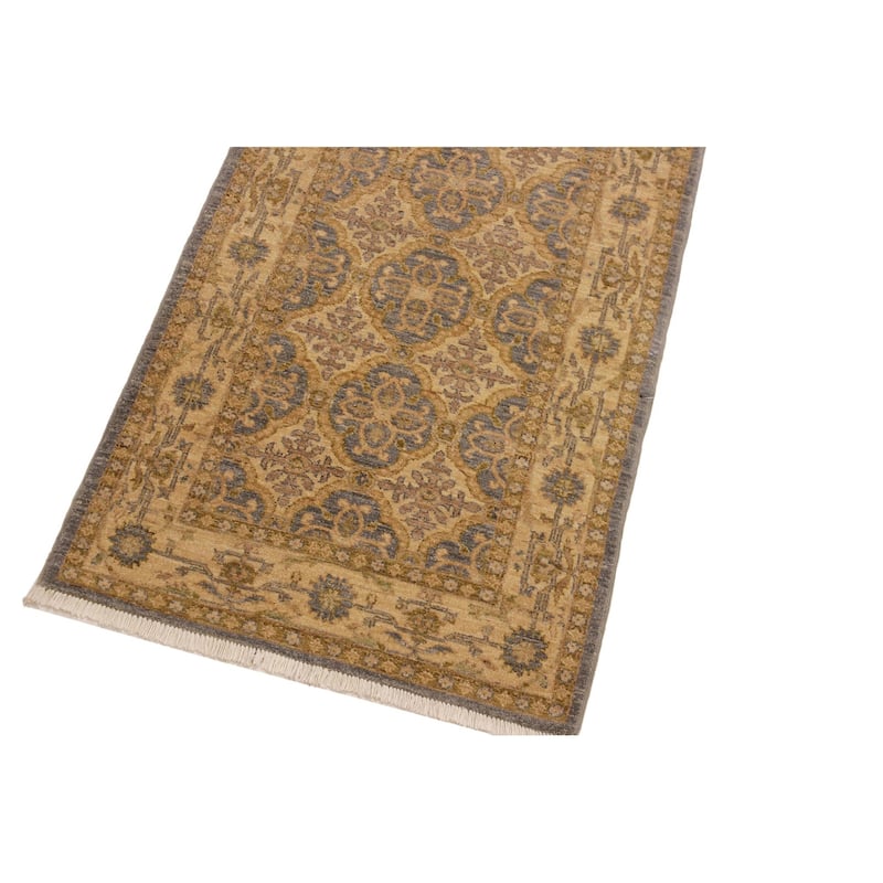 Chic Ziegler Doretha Grey Gold Hand-Knotted Wool Runner - 2'9'' x 9'5''