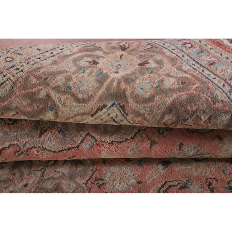 Traditional Mashad Persian Vintage Area Rug Hand-Knotted Wool Carpet - 6'4"x 9'7"