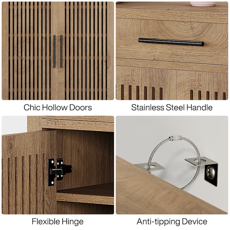 Shoe Storage Cabinet with Louvered Doors & Drawer, Wooden Shoe Rack for Closet, Entryway