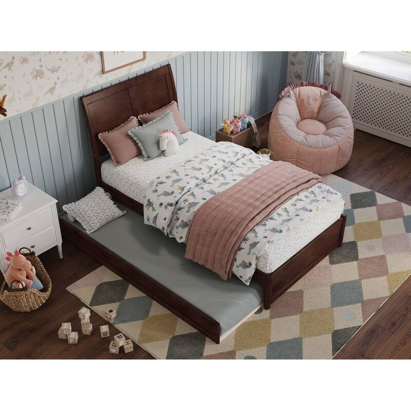 Andorra Platform Bed with Panel Footboard and Twin Trundle