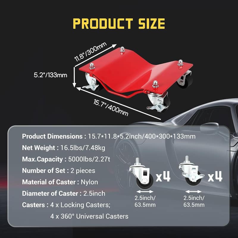 Heavy Duty Vehicle Wheel Dollies for Moving Cars, Trucks, SUVs