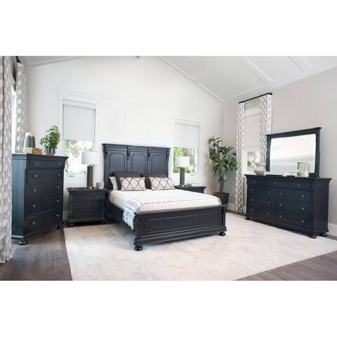 Abbyson Hendrick Distressed Black Wood 6 Piece Bedroom Set