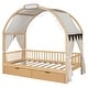 preview thumbnail 4 of 28, Wooden Twin Size Bed With Arched Roof and 2 Drawers