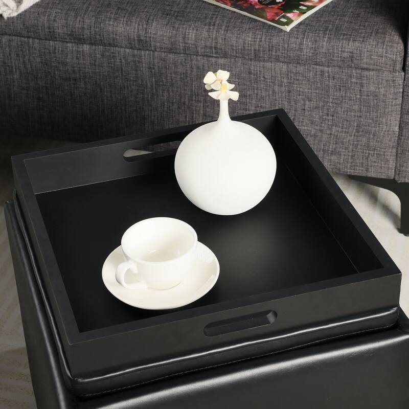 Adeco Storage Ottoman With Tray