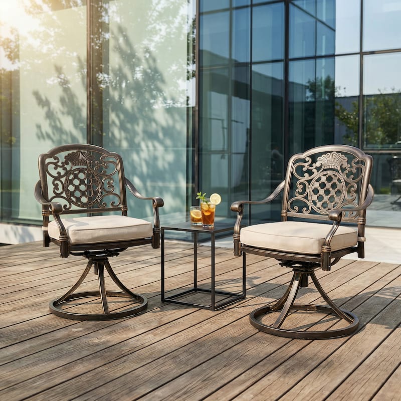 Christopher Knight Home - Set of 2 Modern Outdoor Metal Swivel Chair - Hammered Bronze