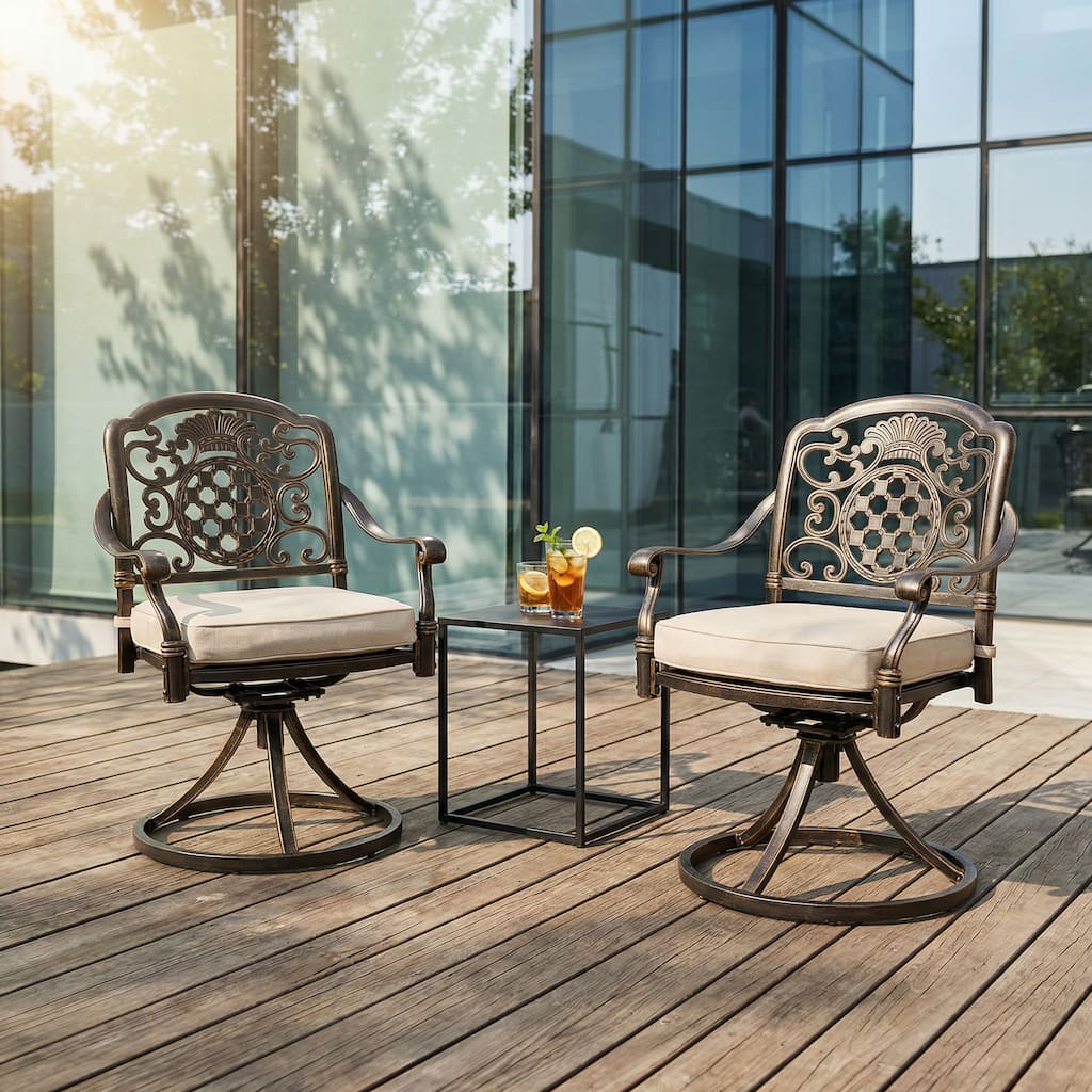 Christopher Knight Home - Set of 2 Modern Outdoor Metal Swivel Chair