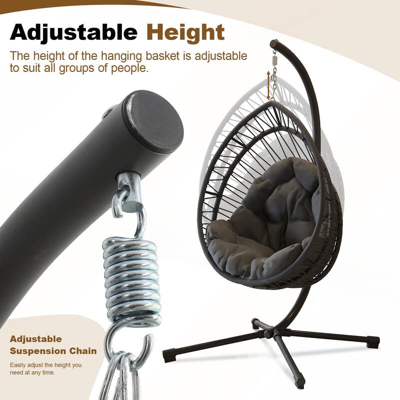 Elegant Outdoor Egg-Shaped Hanging Chair with Stand
