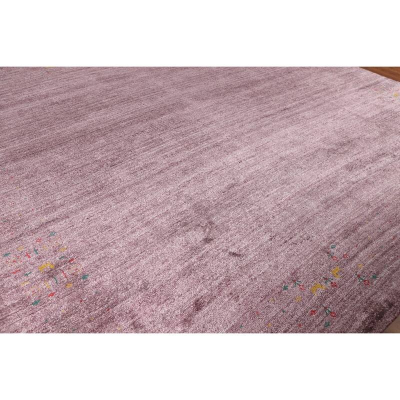 Purple Light Gabbeh Indian Square Area Rug Silk Carpet - 10'0" X 9'8"
