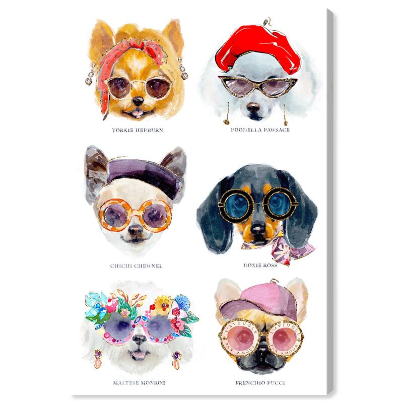 Wynwood Studio Canvas Animals Fashion Dog Chart White and Modern & Contemporary Wall Art Canvas Print