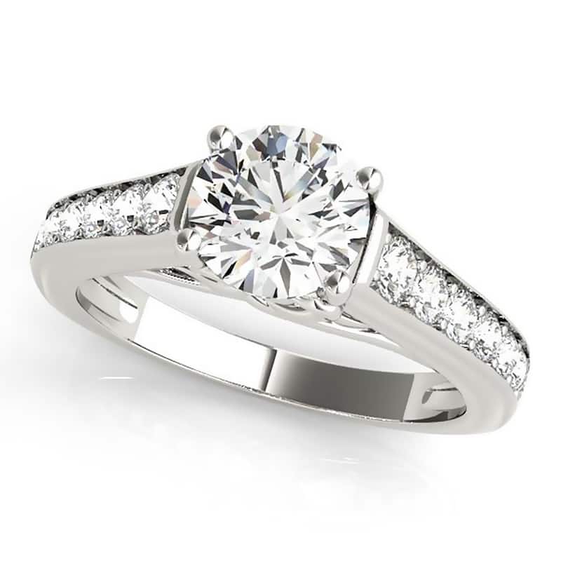 Auriya 14k Gold Round Moissanite Engagement Ring 1 7/8ctw - White - 5.5