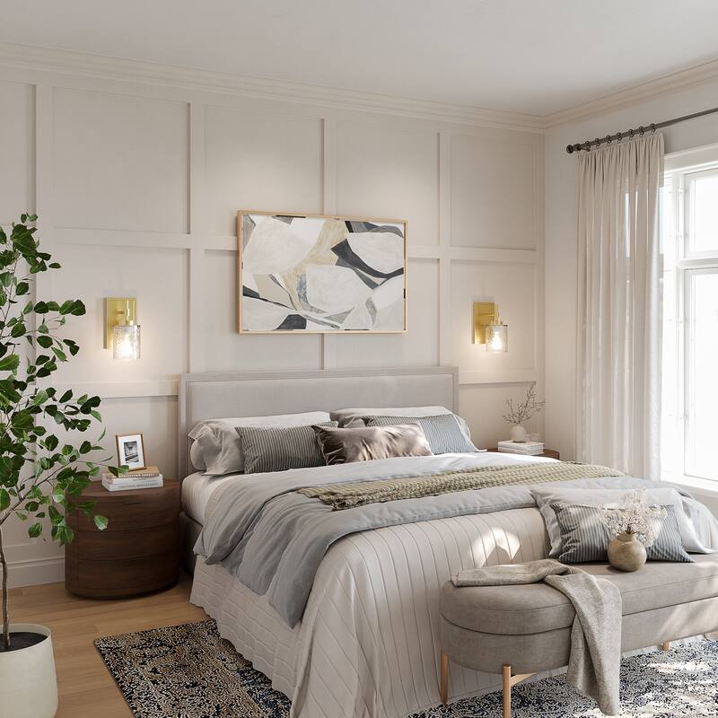 Acroma Single Light Wall Sconce with Water Ripple Glass Shade