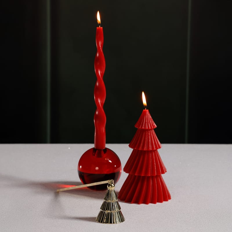 Christmas Rippled Tree Design Brass Candle Snuffer