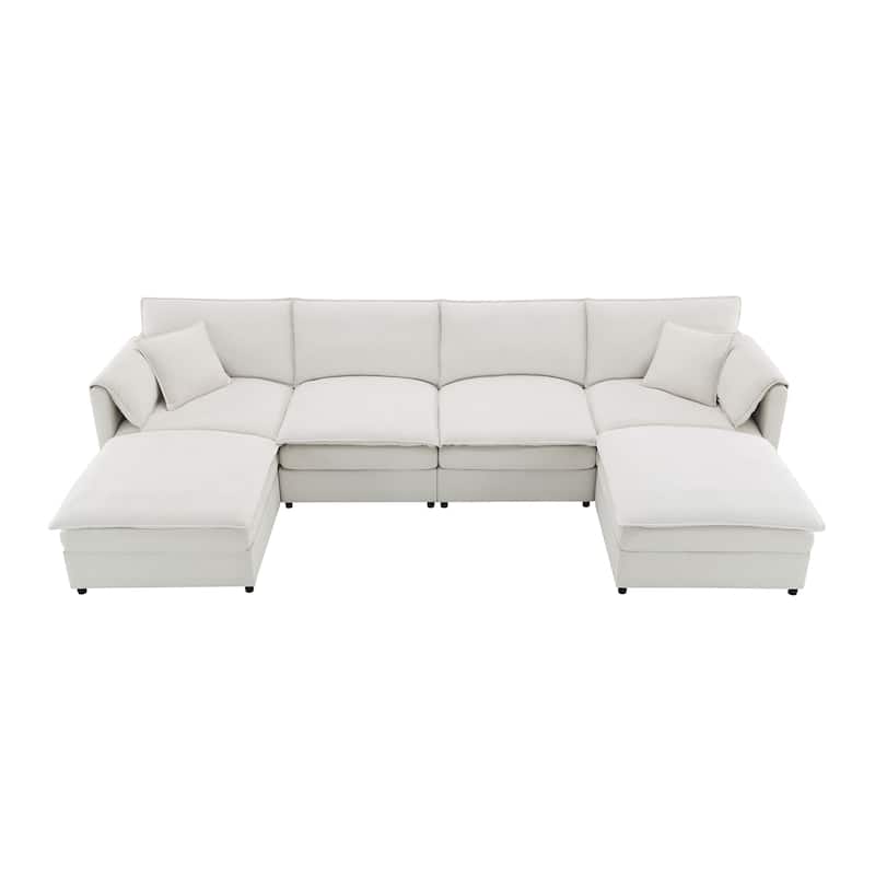 134*66" Chenille Modular Sectional Sofa