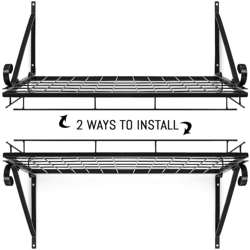 Kitchen Wall Pot Pan Rack,With 10 Hooks,Black