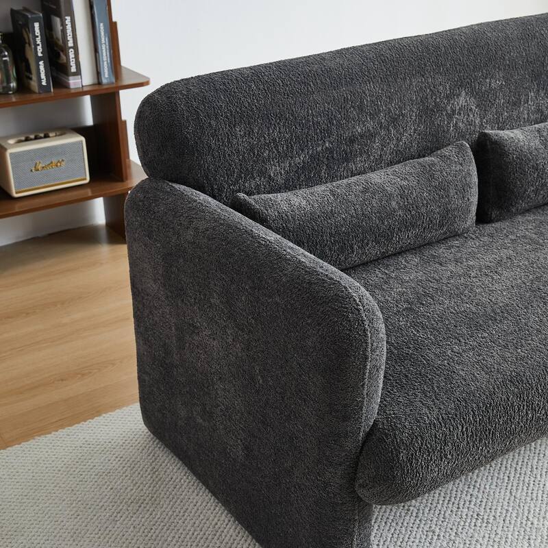 Stylish Velvet 2 Seat Sofa Accent Sofa with Lumbar Pillow, Loveseat Sofa Couch with Wood Frame for Living Room