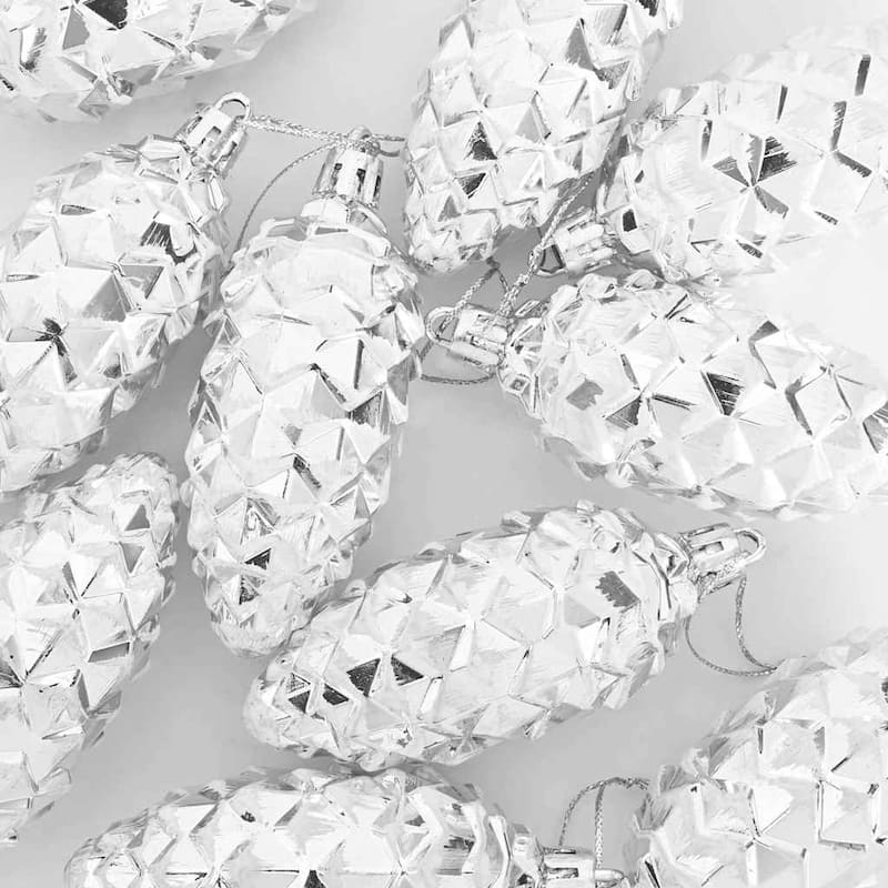 vidaXL Christmas Pine Cone Ball 40 pcs Silver - 1.5 x 3.6 inch (W x H)