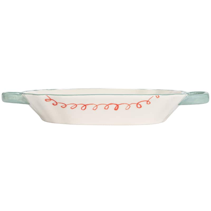 Stoneware Plate with Image in Two Styles - 9.6"L x 4.8"W x 1.3"H
