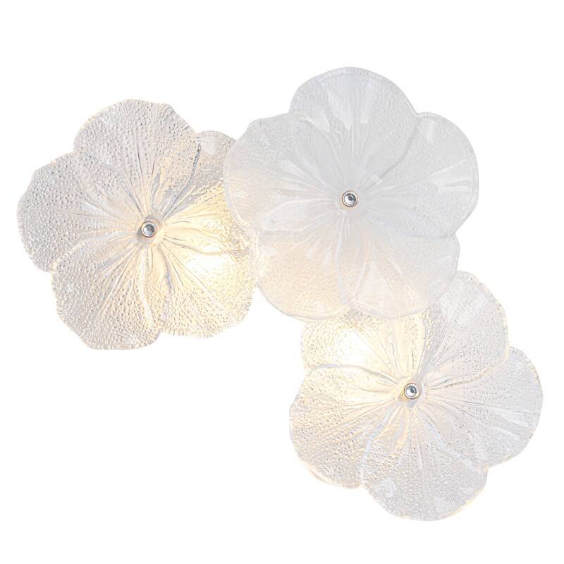 Modern Elegant Clear and Frosted Bubble Glass Flower Petal Wall Sconce
