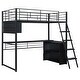 preview thumbnail 27 of 28, Full Size Loft Bed with Desk, LED Shelves, and Storage - Metal Frame with Guardrails and Ladder, Space-Saving Design for Teens