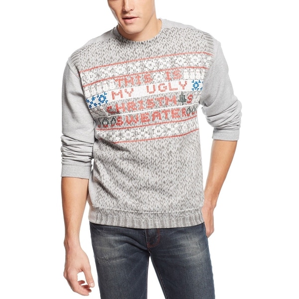 american rag my ugly christmas sweater light grey heather and red crewneck - My Ugly Christmas Sweater american rag my ugly christmas sweater light grey heather and red crewneck - My Ugly Christmas Sweater