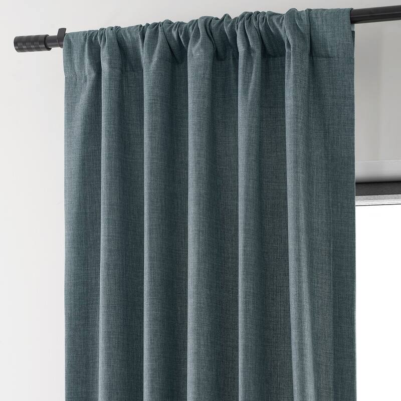 Exclusive Fabrics Italian Faux Linen Room Darkening Curtains (1 Panel) - Sophisticated Drapery for Versatile Décor