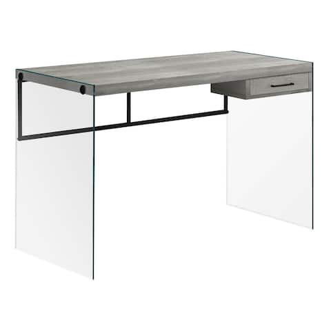 Offex 48"L Contemporary Computer Desk with Tempered Glass Legs - Grey