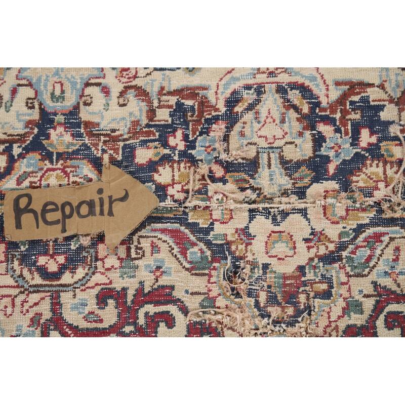 Medallion Kerman Oriental Vintage Area Rug Hand-Knotted Wool Carpet - 6'1"x 9'5"