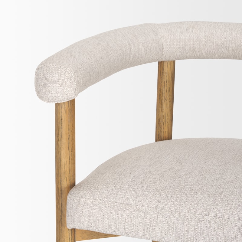Arden Dining Chair w/ Medium Brown Wood and Cream Twill Fabric - 26.0L x 21.5W x 28.0H