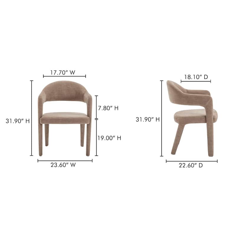 NADAAL STUDIOS Bryn, Upholstered Dining Chair With Open Barrel Back - 23.6"W x22.6"D x31.9"H