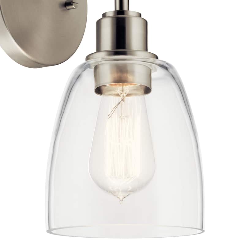 Kichler Lighting Meller 11.25 in. 1-Light Brushed Nickel Wall Sconce with Clear Glass