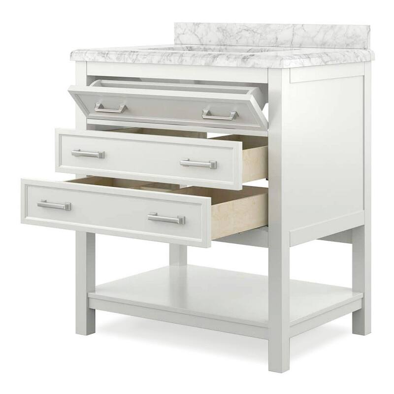 Furniture of America Anya 31" Single Bathroom Vanity with White Carrera Marble Top and Undermount Sink