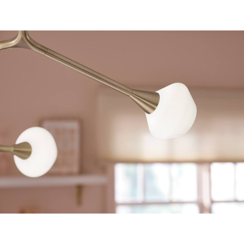 Cassius 39.5 Inch 4 Light Convertible Chandelier with Opal Glass in Champagne Bronze