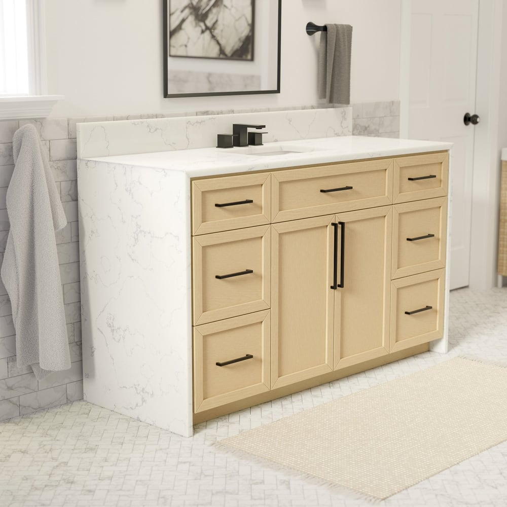 KitchenBathCollection Palisade 60" Single Waterfall Vanity with Engineered Marble Top