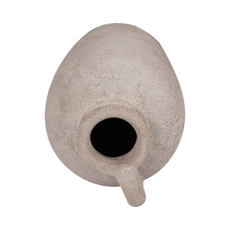 Pottery Terracotta Vase Handled Design Casual Decor - 16" Ivory