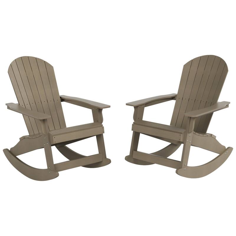 Vineyard HIPS Outdoor Eco-Friendly All Weather Seashell Rocking Adirondack Chairs (Set of 2)