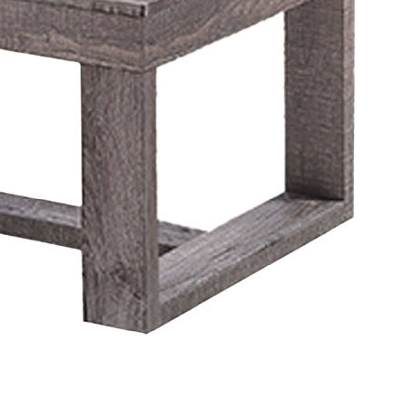 Knic Coffee Table, 48 Inch, Gray Rectangular Top, Double Pedestal Base