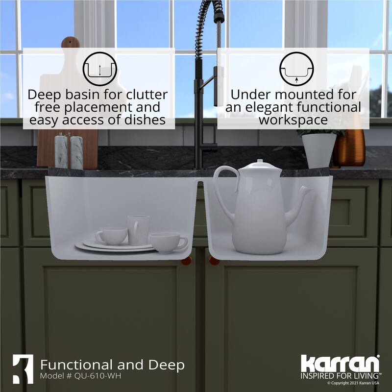 Karran Undermount Quartz Double Bowl Kitchen Sink