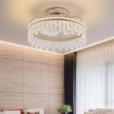 Modern Adjustable 3-Color LED Ceiling Fan Light with Remote - 20''