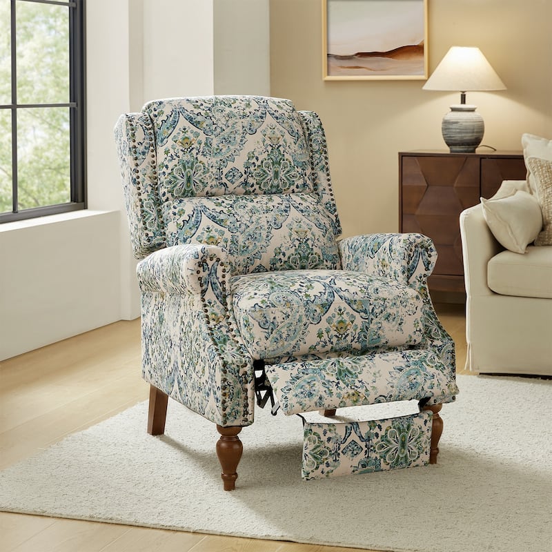 Terri Classic Cutaway Arms with Nailheads Manual Recliner for Living Room by HULALA HOME