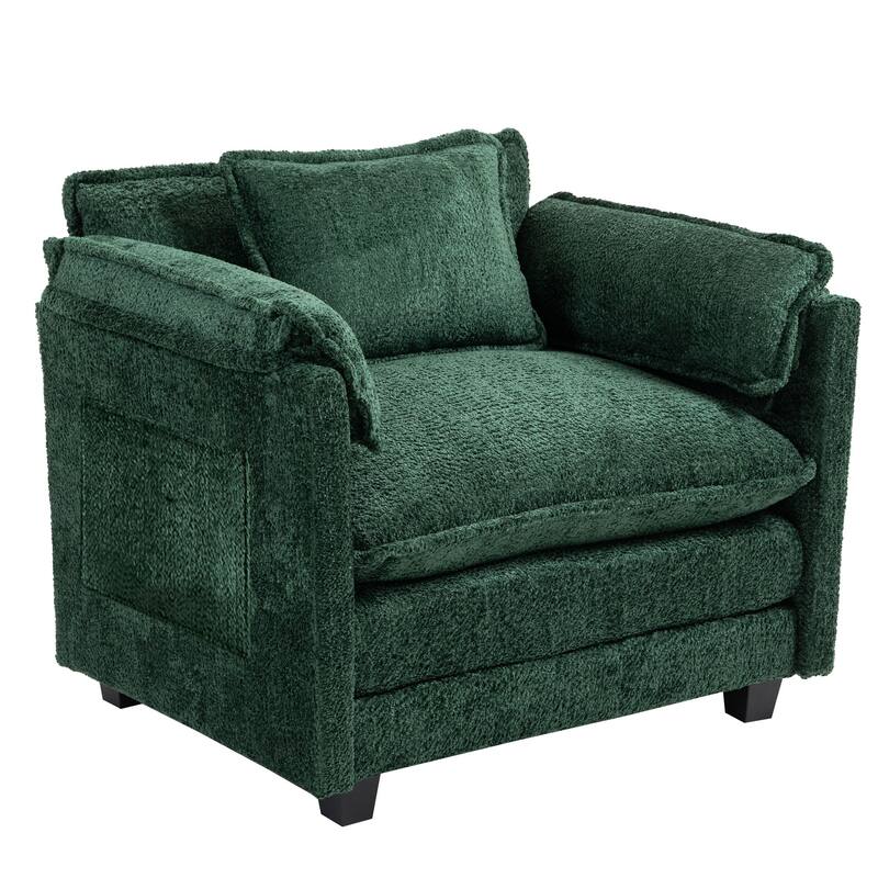 55x39" Oversized Boucle Single Sofa Bed with Ottoman Lounge Indoor Sofa