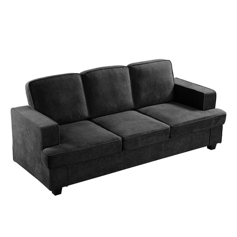 Modern Velvet Sofa, Comfortable 3 Seater Couch With Deep Seating And High-Density Foam, Loose Back Cushions