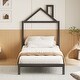 preview thumbnail 2 of 7, Black Twin Size Metal Platform Bed with House-Shaped Headboard