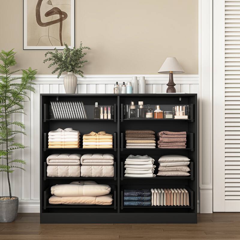 Modern 8 Drawers Dresser Chests for Bedroom, 47.2" Wide Wood Chest of Drawers with Gold Metal Handle, Drawer Organizer