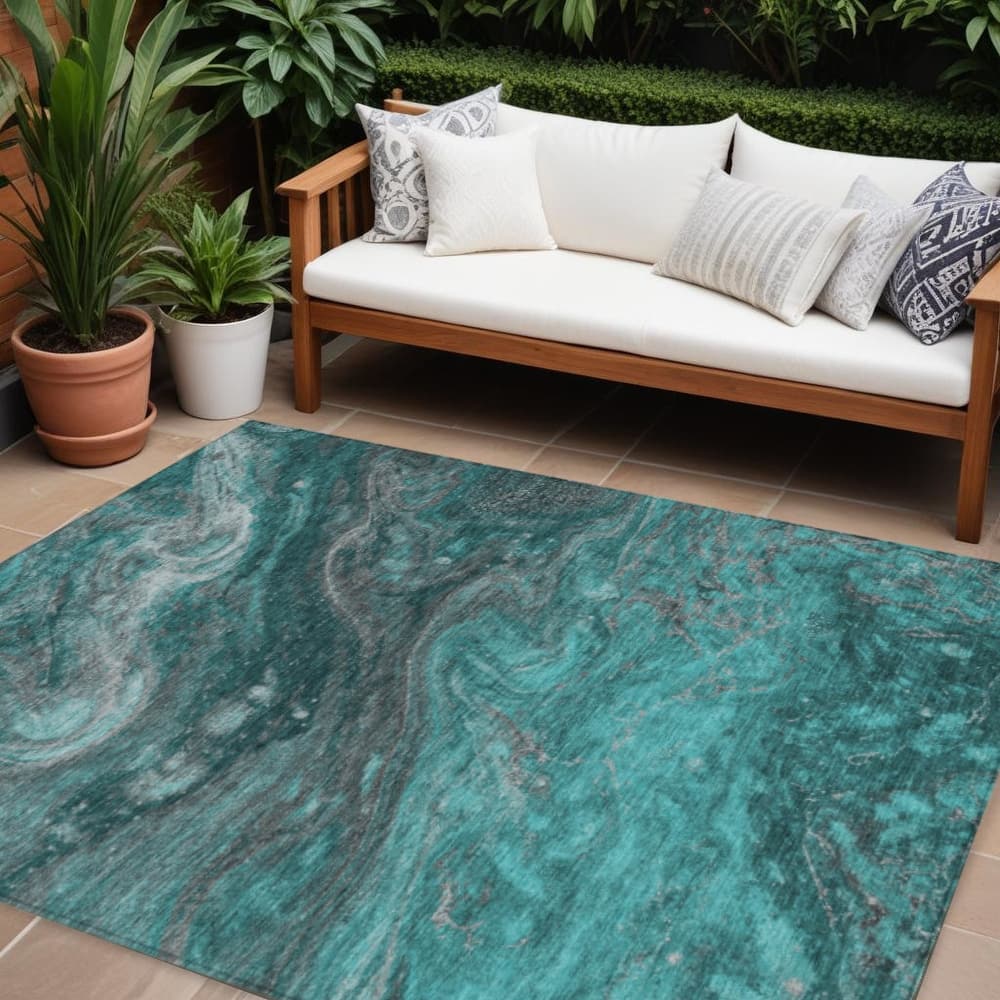 HomeRoots Abstract Transitional Rectangle Outdoor Rug