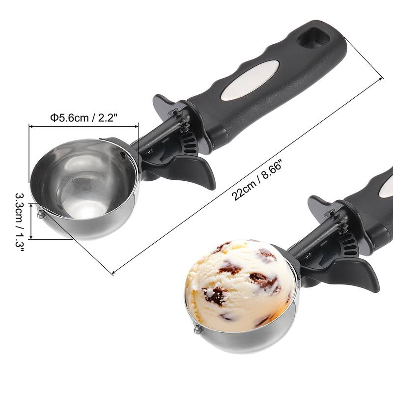 4 Ounce Ice Cream Scoop with Trigger, Portion Cookie Scoop - Black - 4 Ounce - Black - 4 Ounce