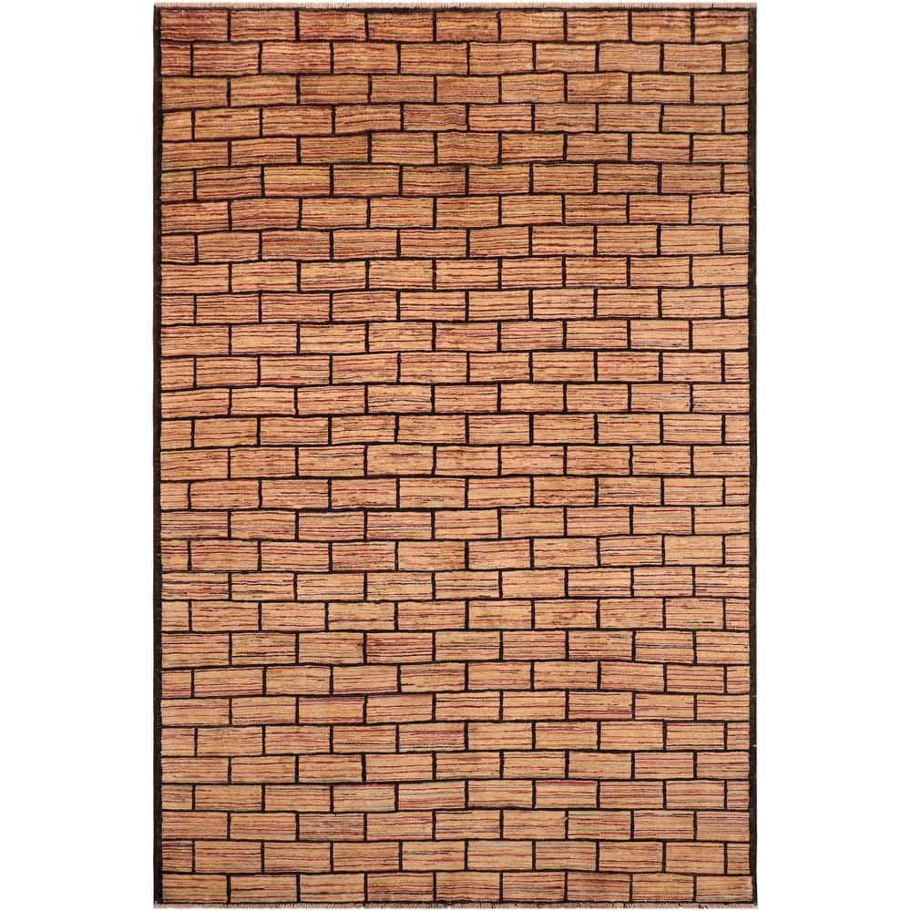 Chromatic Mosaic Gabbeh Hand Knotted Wool Rug