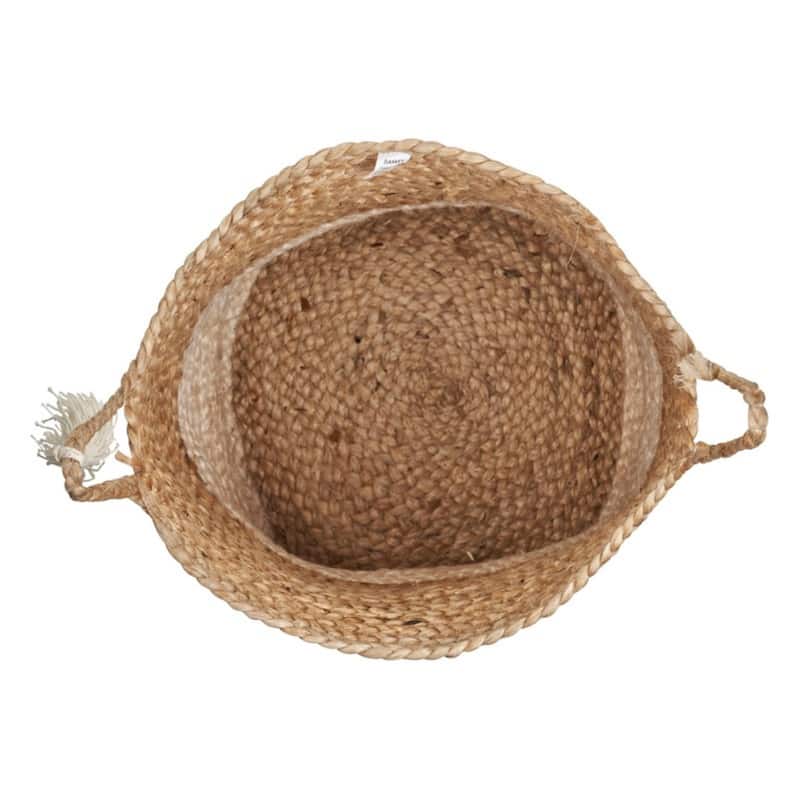 Sevita Two-Tone Jute Hand-Stitched Storage Basket with Handles