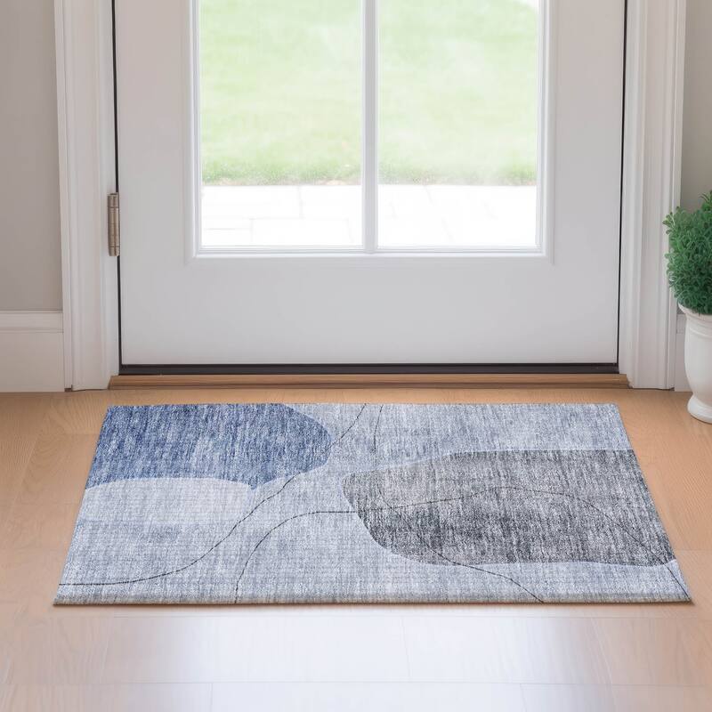 Premium Washable Super Soft Abstract Mod Mayfield Rug - Blue - 1' 8" x 2' 6" - Rectangle