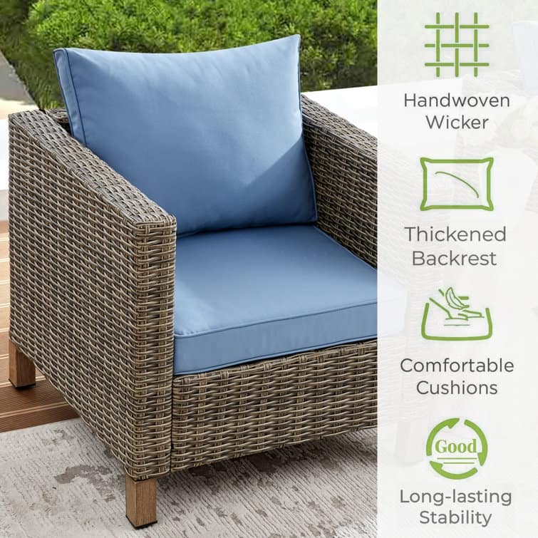 2 Piece Outdoor Patio Chairs with Cushions